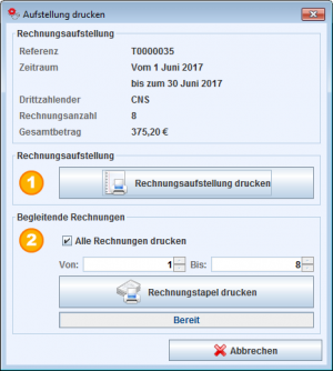 Aufstellung Drucken - Zweiter Schritt Dialog