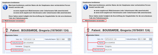Beispiel für die Bestimmung des Hauptnamens