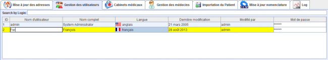 Liste des utilisateurs